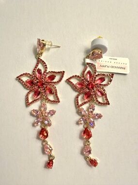 Paranoid Puppy Pink Floral Cascade Statement Earrings